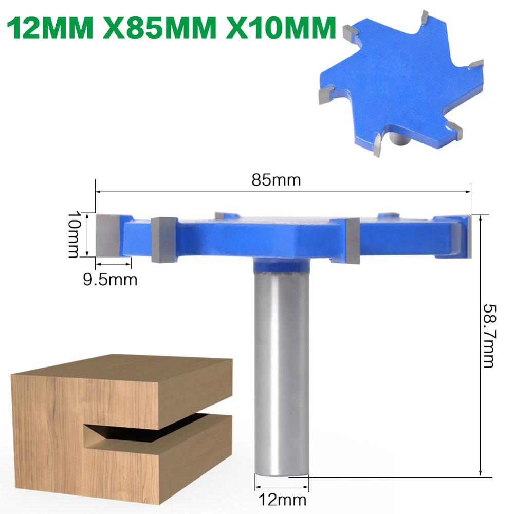 1pc 1/2 "skaft 12mm skaft 6 kant t type slotting kutter trebearbeiding verktøy fresebiter til tre industriell klasse freser