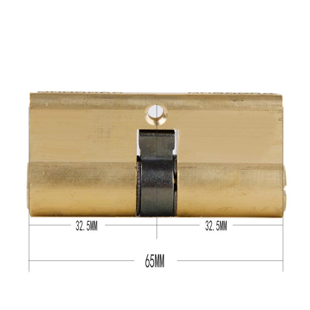 cerradura de puerta de barril 65 MM 32,5/32,5 con cilindro de latón de 7 teclas