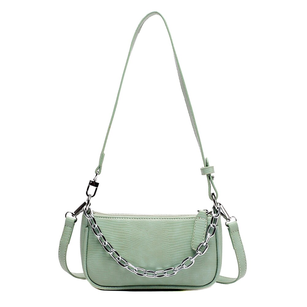 Frauen retro aufbringen Schulter Tasche Schulter Umhängetasche Leder Kette Damen Schulter Bote Sattel Handtasche: Grün