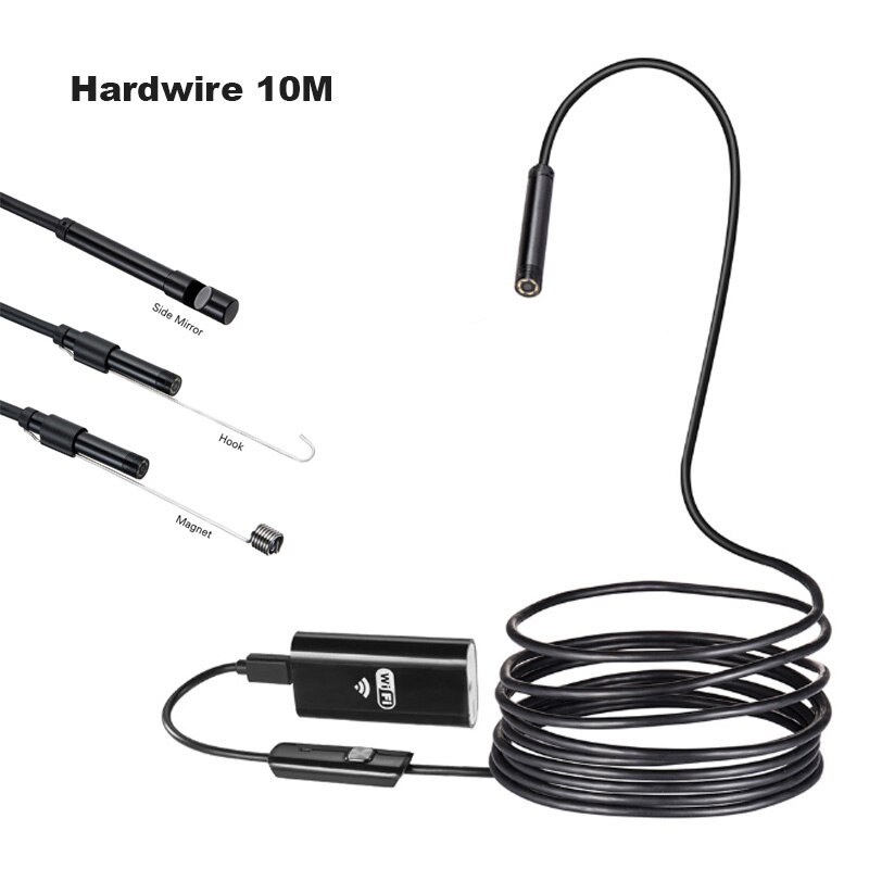 Wifi Endoscoop Camera 720P Hd 8Mm Lens Hardwire Softwire Kabel IP67 Waterdichte Iphone Android Wreless Auto Inspectie Borescope: Hardwire 10M
