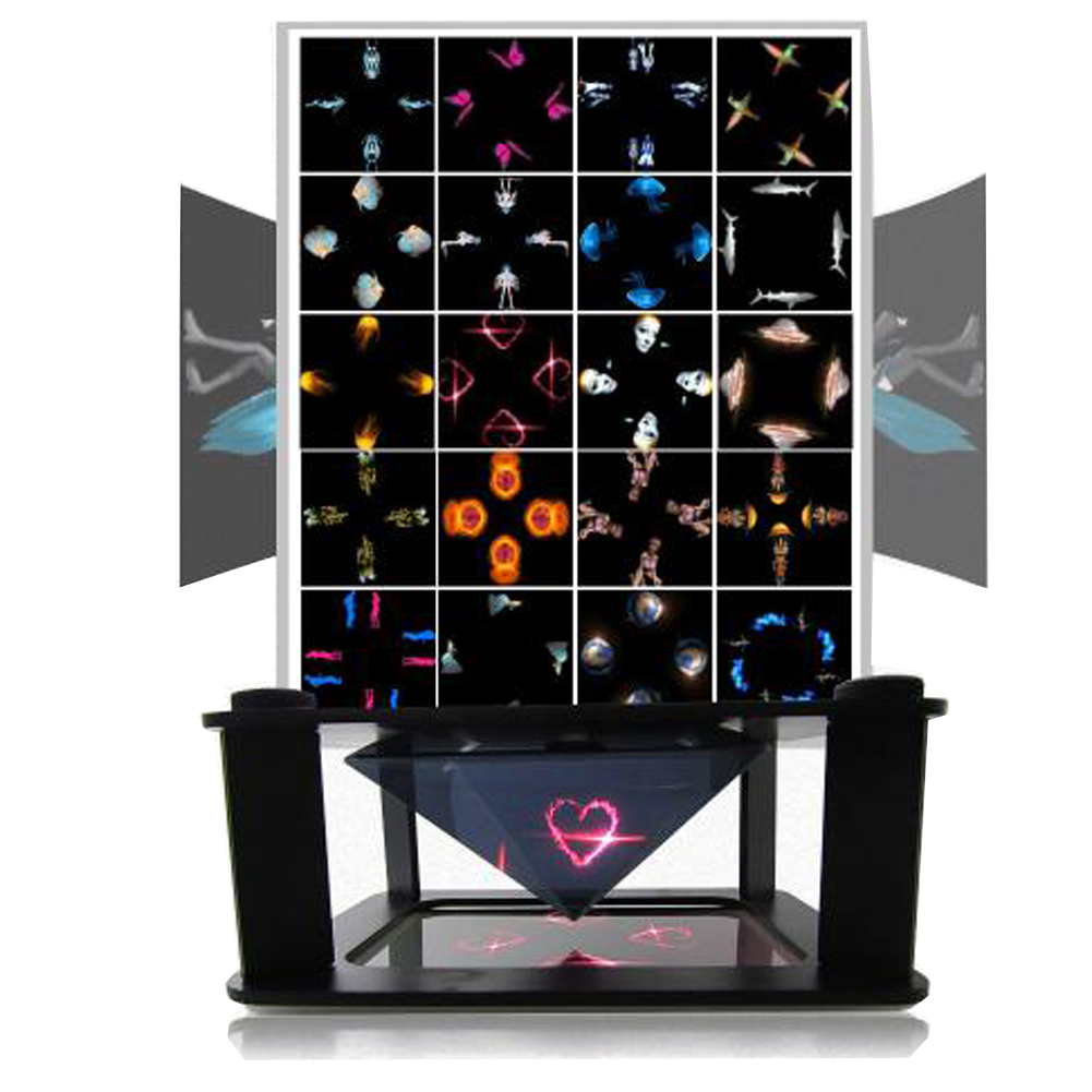 Universele 3d holografische displaystandaard projector 3d holografische projectievitrine voor 3.5-6 inch mobiele telefoon