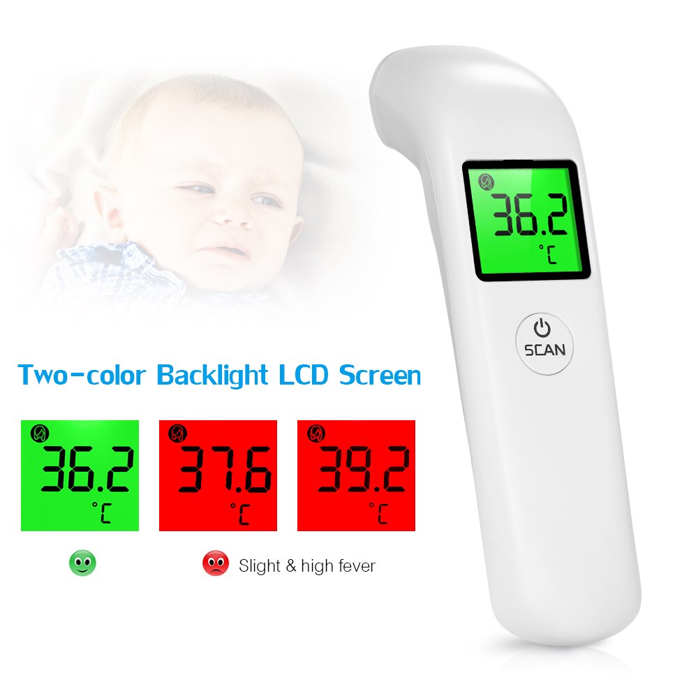 Termómetro infrarrojo térmico infrarrojo Digital para la frente con retroiluminación de Color para niños y adultos: MD1741