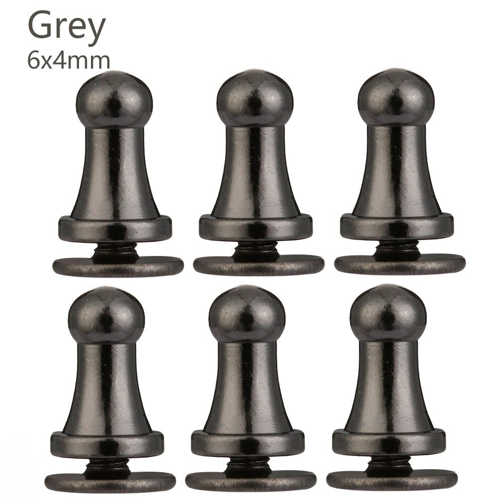 10Pcs/Pack Monk Head Screws Leather Craft Belt Wallet Solid Brass Nail Rivets Screws Bags Tacks Clothes Accessories: grey 6X4mm