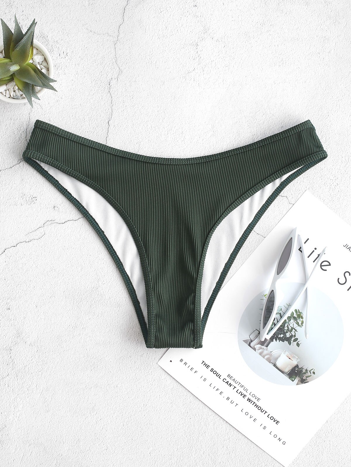 ZAFUL Rippen hoch schneiden Bikini Unterseite Frauen Solide Schwimmen Unterhose Ein Stück kurze Hose Sommer sexy Strand Bademode Badeanzug