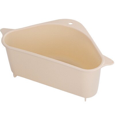 Diskbänk filter kök trekantigt diskbänk sil avlopp grönsak frukt avlopp korg sugkopp svampställ köksredskap verktyg: Beige