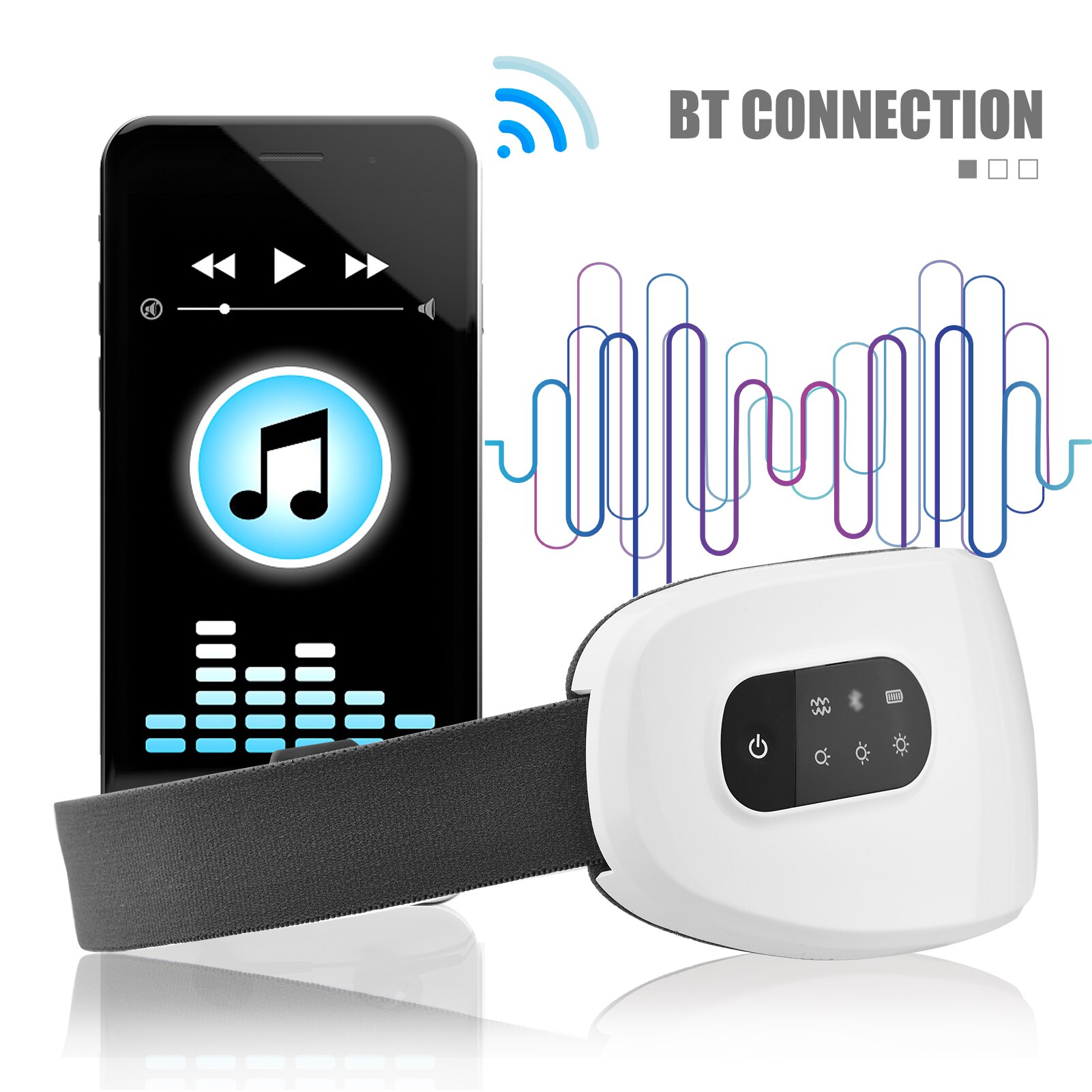 Elektrische Eye Massager Warmte Trillingen Relief Eye Strain Ingebouwde Batterij Verstelbare Elastische Band Bt Muziek Verbinding Massager