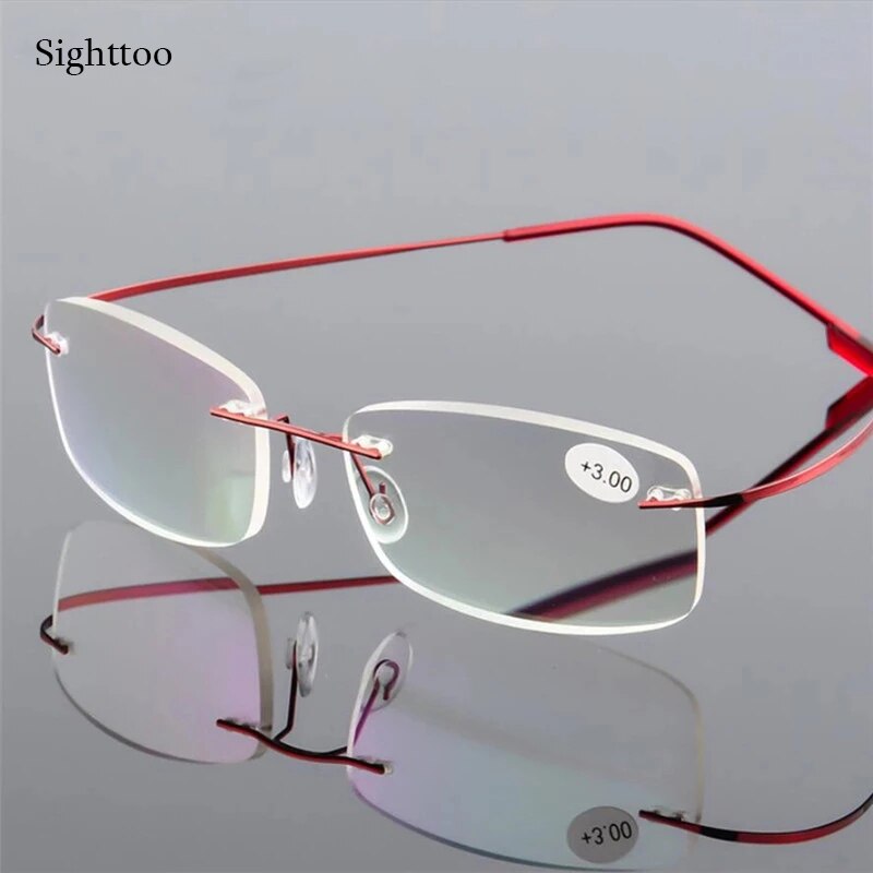 Sighttoo Ultralight Rimless Eyeglasses Clear Memory Titanium Reading Glasses For Men Unisex Magnetic Presbyopic Eyewear Strength