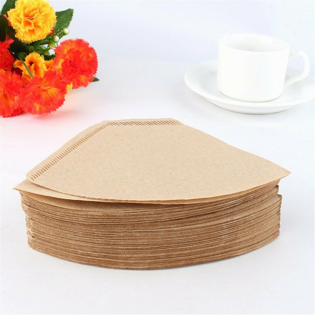 100Pcs carta da filtro per caffè a forma di cono carta da gocciolamento in legno originale naturale V60 filtro da caffè di ricambio per 2-4 persone