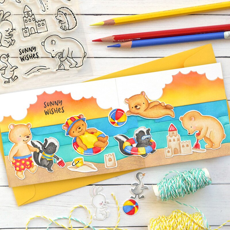 Troqueles de corte de Metal para manualidades, letras del alfabeto elfo, oso, árbol de invierno, Feliz Navidad, Matc, sellos de silicona transparentes,