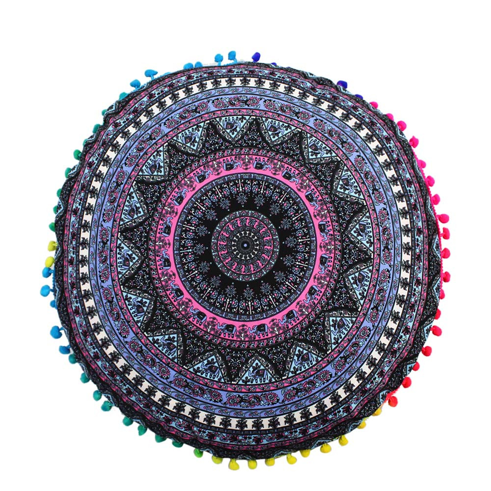 43*43cm indiska mandala golvkuddar runda bohemiska kuddar kuddar fodral textil kudde 3: H