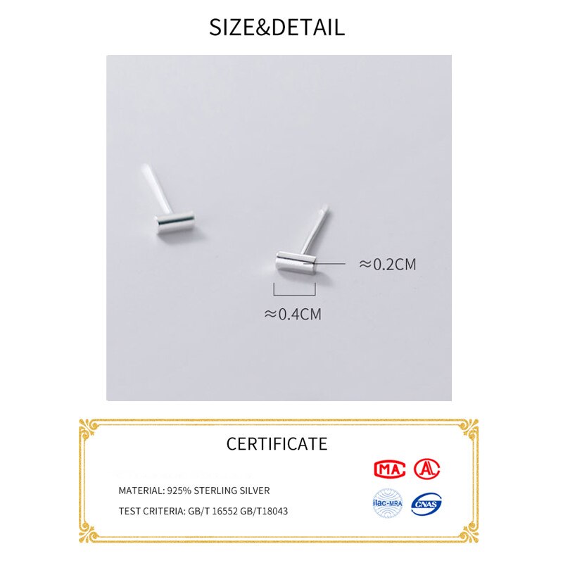 La Monada 925 srebro kolczyki stadnina kobiety minimalistyczny cylinder stadniny kolczyki dla kobiet srebro 925 grzywny w biżuterii em1505