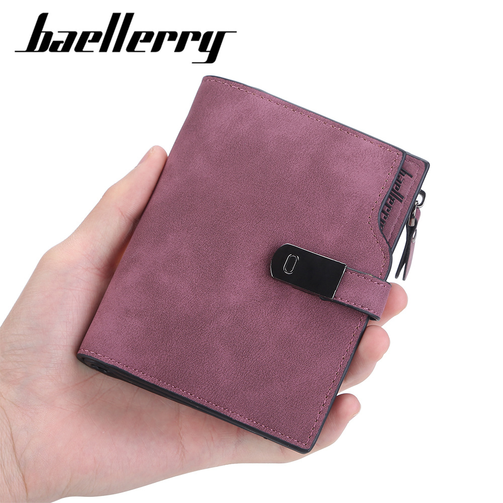 Baellerry Magnetic Buckle Women Wallets Short Card Holder Simple Female Purse Zipper Coin Pocket Brand Wallet For Girls