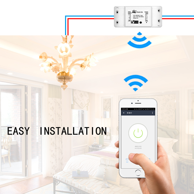 DIY WiFi Slimme Lichtschakelaar Universele Breaker Timer Draadloze Afstandsbediening Werkt met Alexa Google Thuis Smart Home 4 Stuks