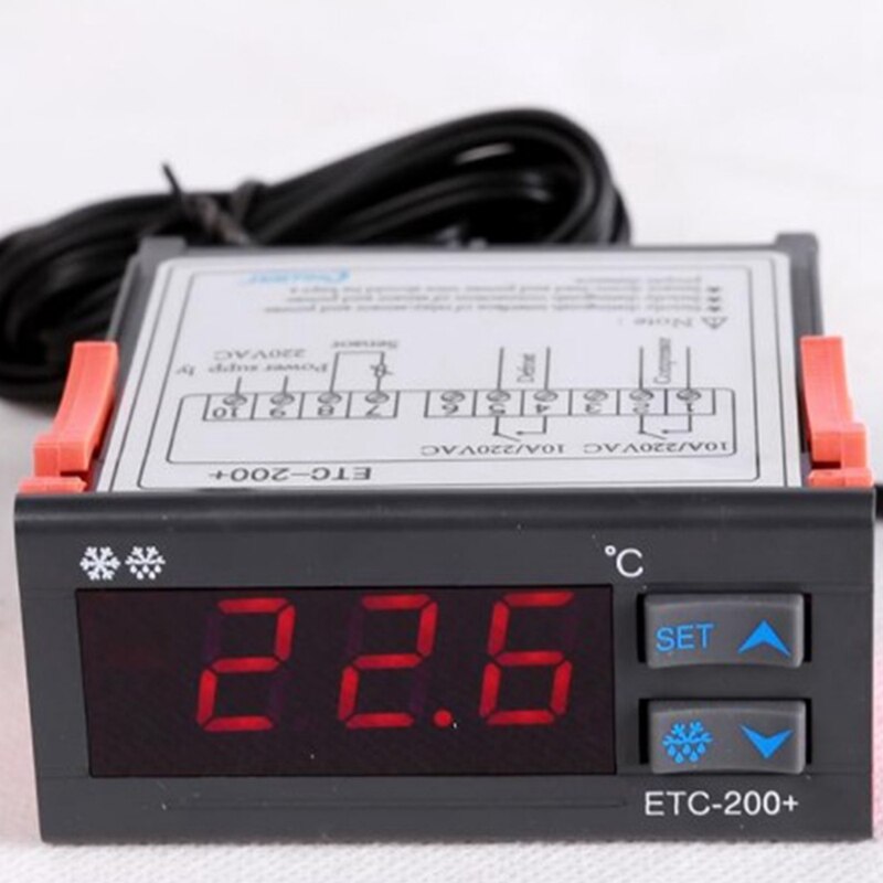 ETC-200+ Mini Temperature Controller Microcomputer Thermostats Digital Thermostat Refrigeration Defrosting Alarm 220V