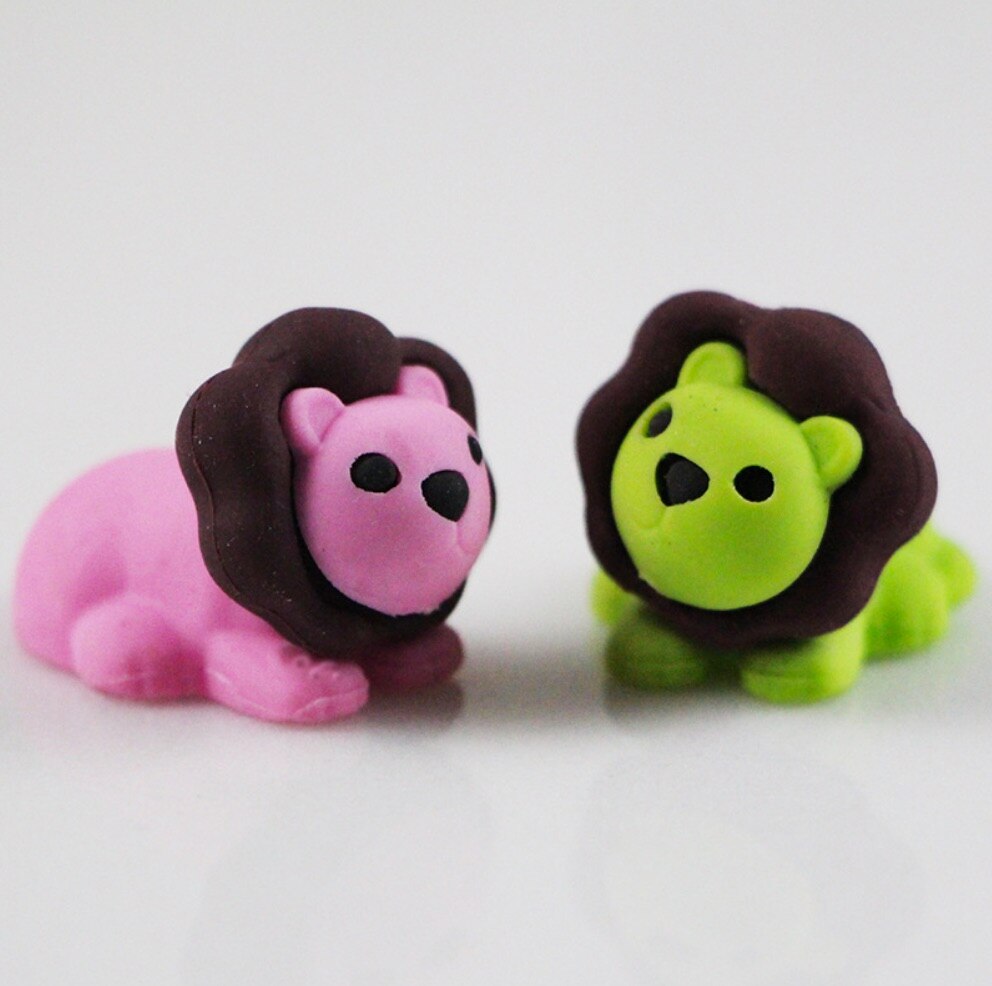 4Pcs lion eraser cartoon eraser learning stationery can be assembled into 3D stationery