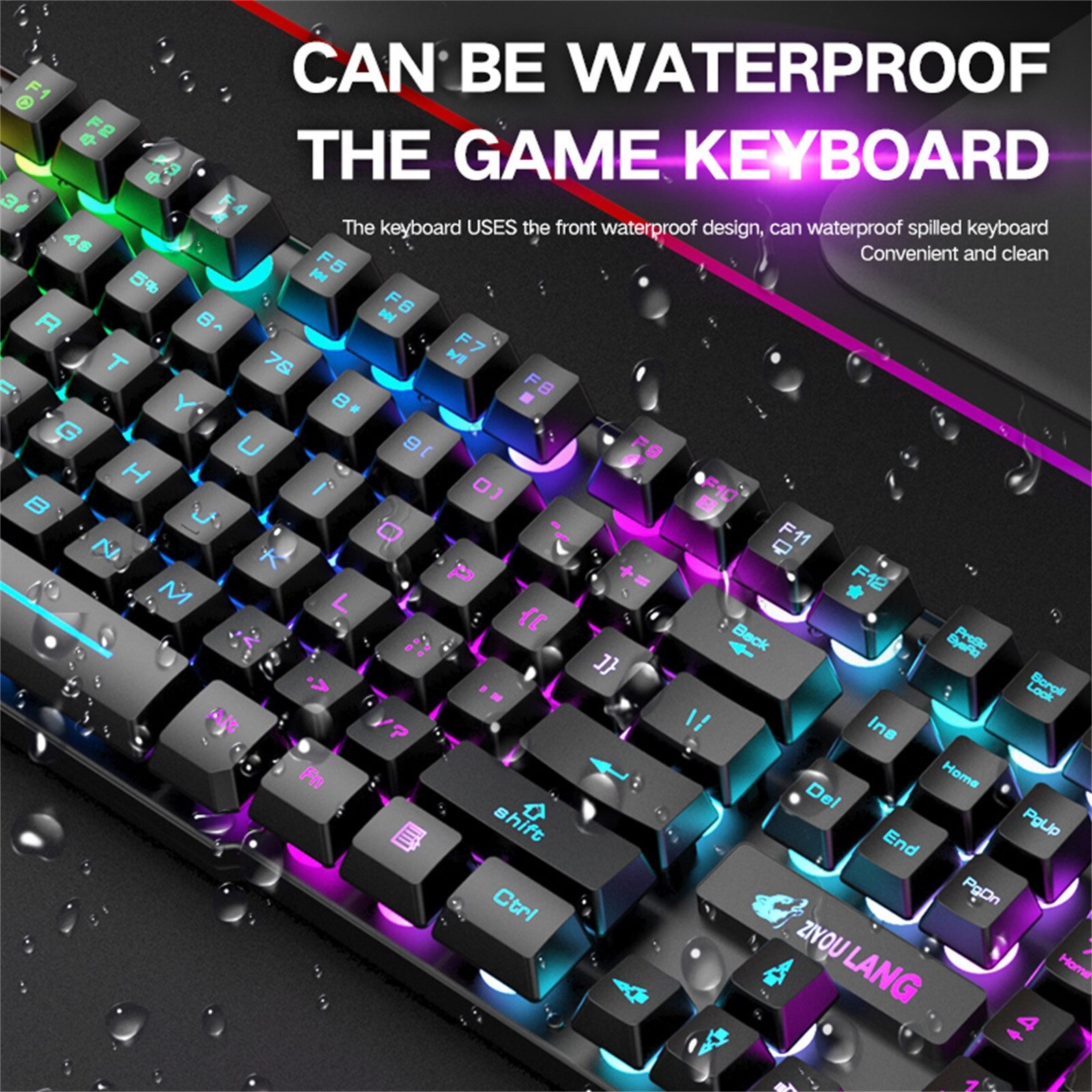 Wireless Gaming Keyboard And Mouse With Rainbow Led Backlit Rechargeable Mechanical Ergonomic 7 Color Backlit Mute For Computer