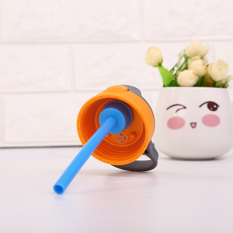 Vaso de agua para niños de 480ML, tazas de alimentación de bebé con dibujo , con pajitas, botellas de agua para exteriores, portátiles