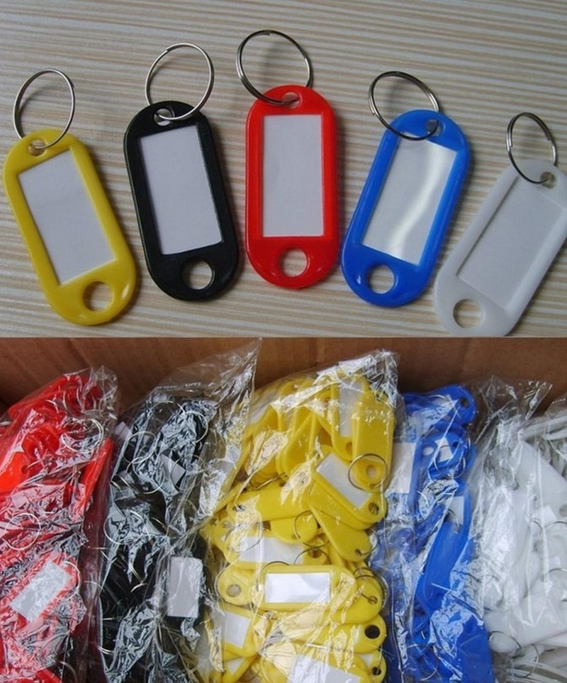 5PCS Colour Plastic Key Card Badge Key Holder Keychain Organizer Luggage ID Label Key Rings Name Cards