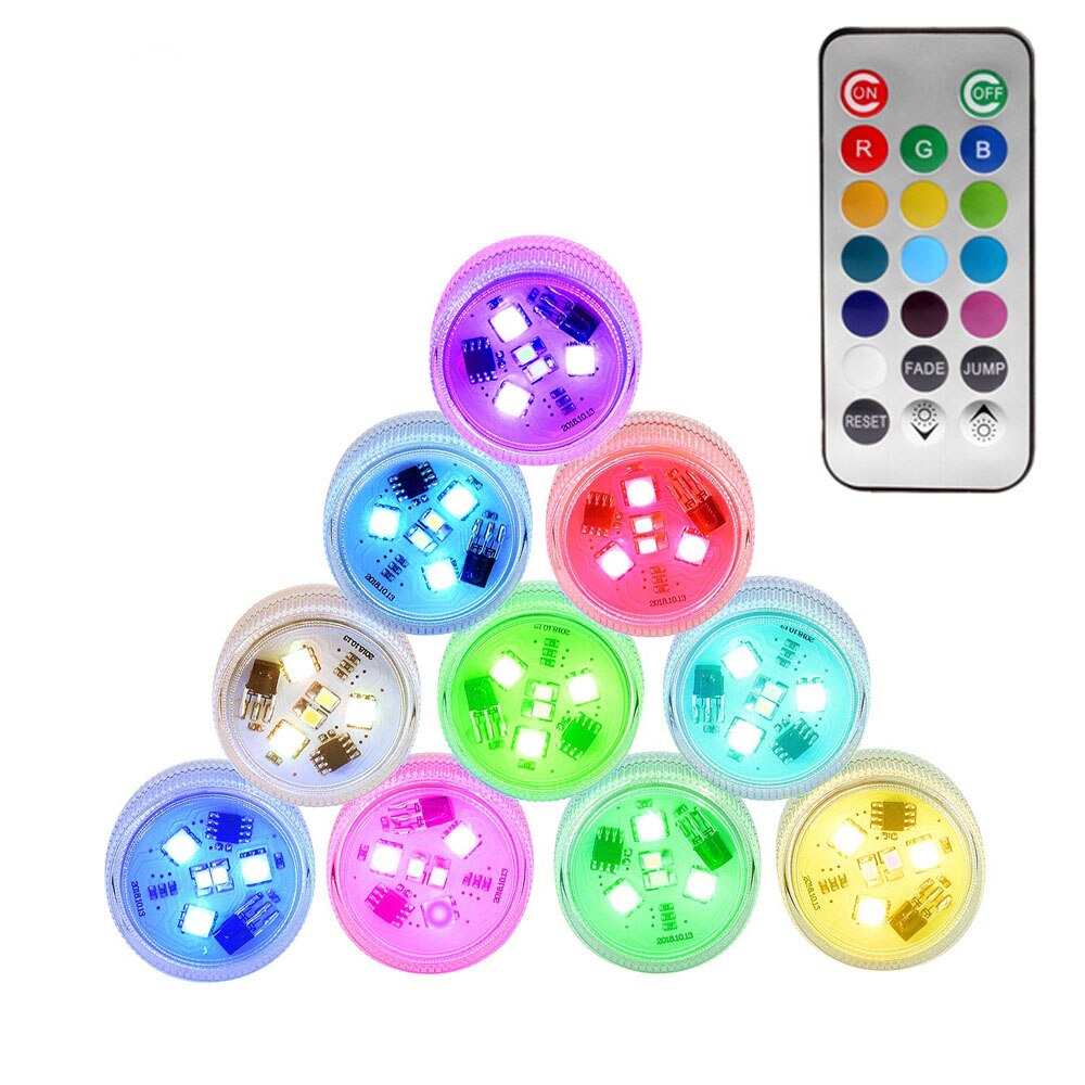 Ip68 waterdichte, veelkleurige onderwaterlampen met 3 leds, op batterijen, rgb-nachtlampje voor aquariums, afstandsbediening