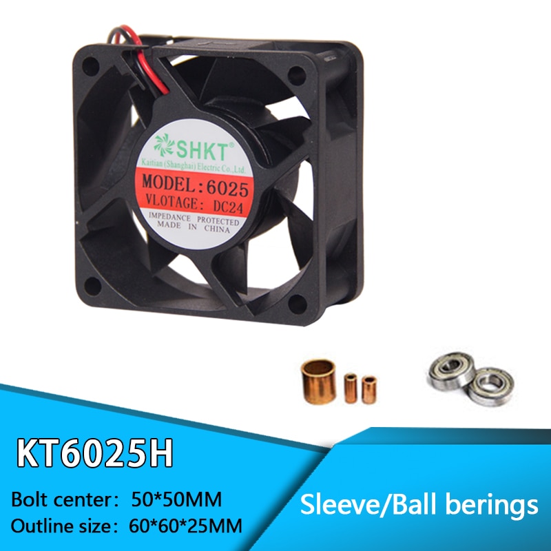 60 Mm X 25 Mm 6025 2pin 12 V/24 V Dc Borstelloze Pc Case Cpu Cooler Cooling Fan en Kogellager Dc Fan