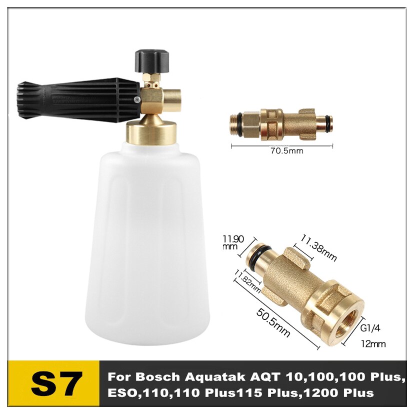 2l pistolets de nettoyage à pression, lance à mousse pour neige, canon à mousse, jet de lavage à dégagement rapide avec buses de pulvérisation pour karcher/bosch/lavor 4000 psi: Blanc