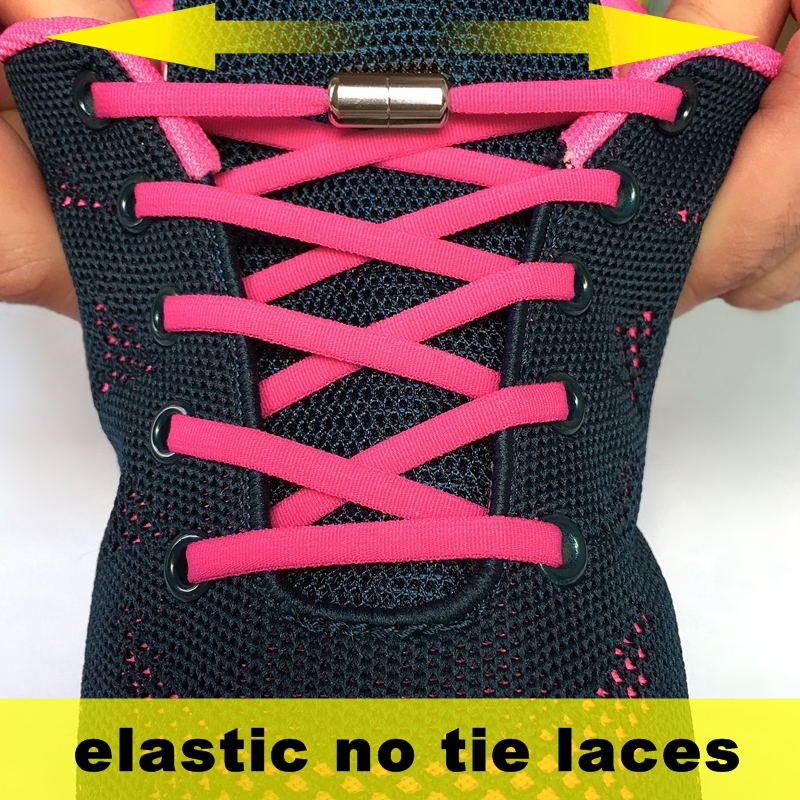 1 Pair Metal Lock Elastic Semicircle Shoe Laces For Kids and Adult Sneakers Shoelace Quick Lazy NO TIE Shoelaces