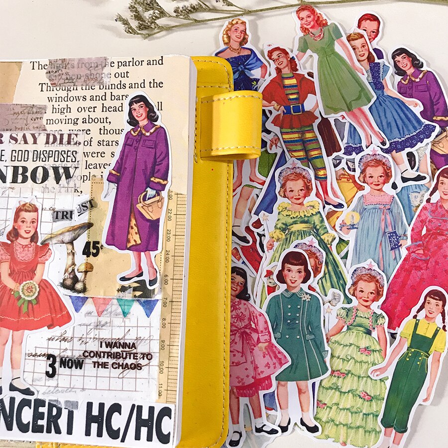 36 pcs Retro paper doll cute girl boy princess stickers for Home decor on laptop decal fridge skateboard doodle toy sticker