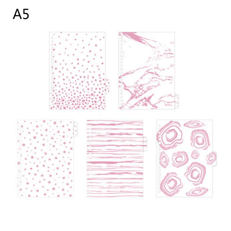 5Pcs/set Bronzing Leaf Texture Paper Divider Index Separator for A5 A6 Loose Leaf Binder Notebook Students Staionery: A5 Pattern B