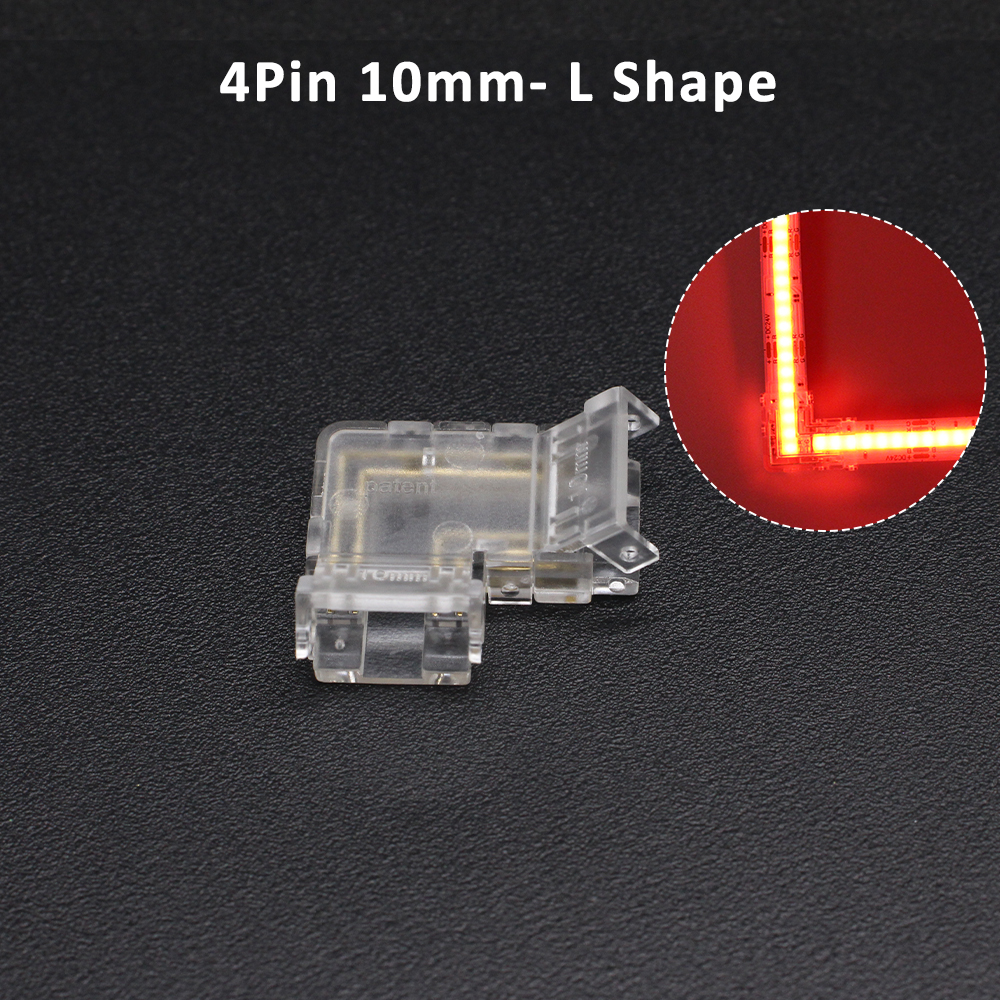 Conector de tira LED COB de 2 pines, 3 pines, 4 pines, Terminal de cable de extensión, conectores LED para luces de cinta flexibles RGB CCT COB de 5mm, 8mm y 10mm: Negro