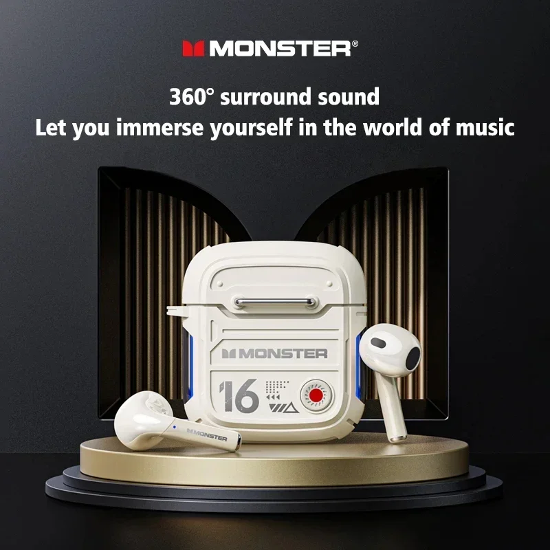 Originele Monster XKT16 TWS Draadloze Bluetooth V5.3 Hoofdtelefoon HD Oproep Koptelefoon Lage Latency Gaming Oordopjes Lange Standby Headset