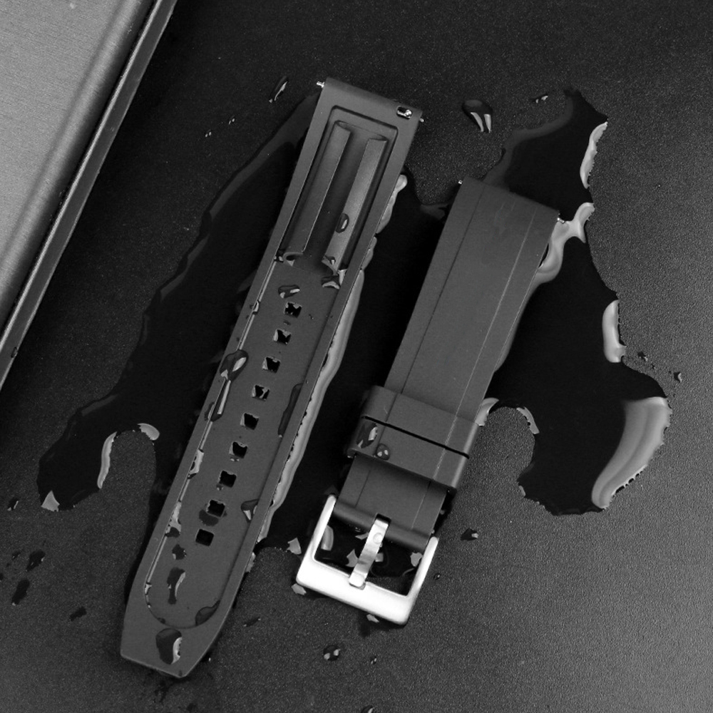 Correa de reloj de silicona correas de reloj de goma de liberación rápida 18mm 19mm 20mm 21mm 22mm 24mm accesorios de relojes de buceo impermeables para hombres