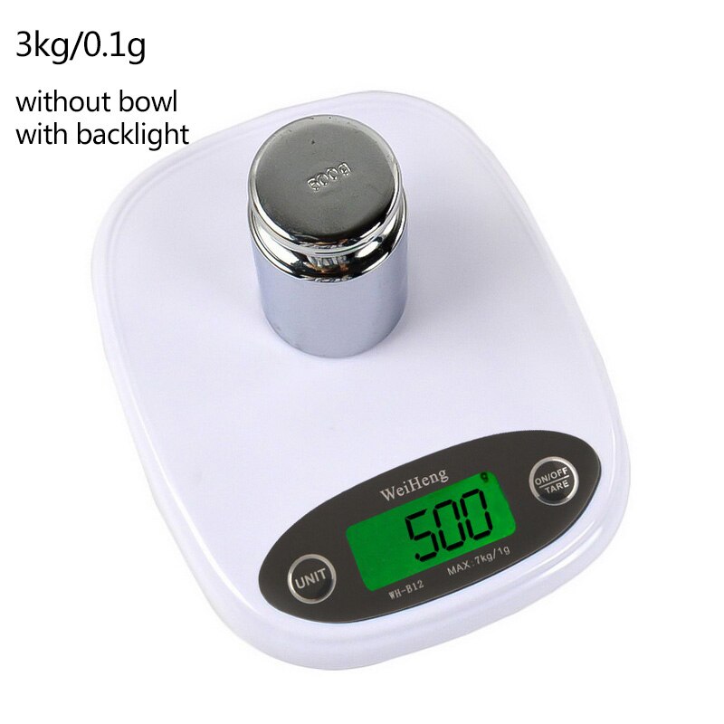 Keittiövaaka Digitaalinen Korkea Tarkkuus 7kg/3kg - Mini LCD 0.1g/1g - Kulholla: 3kg-0.1g taustavalo