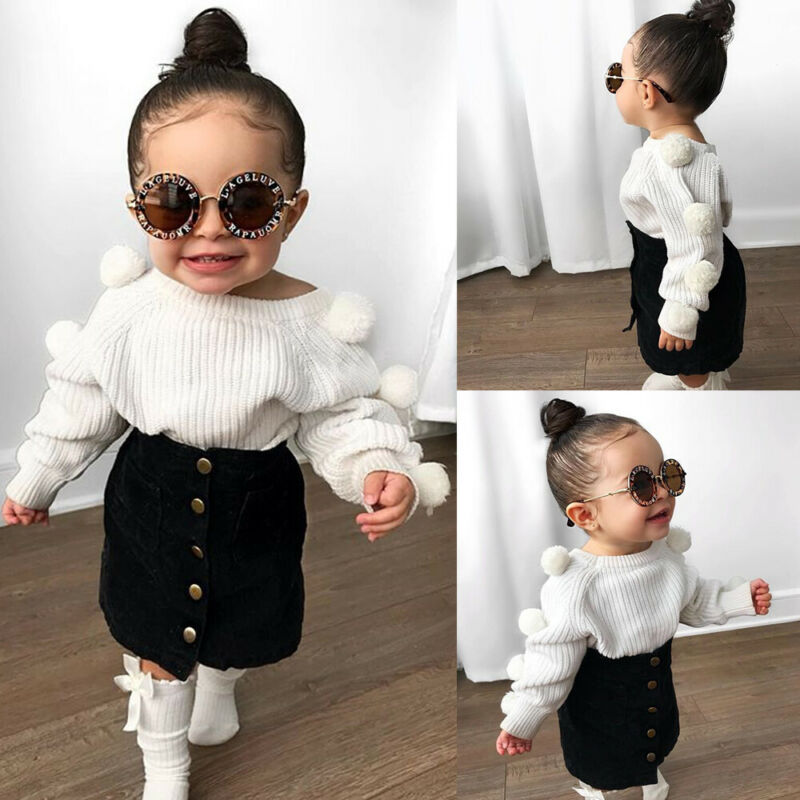 Herfst Kids Baby Meisje Kleding Lange Mouw Pompom Sweatshirts + Rok Casual 2 STUKS past Student Meisjes Kleding Sets