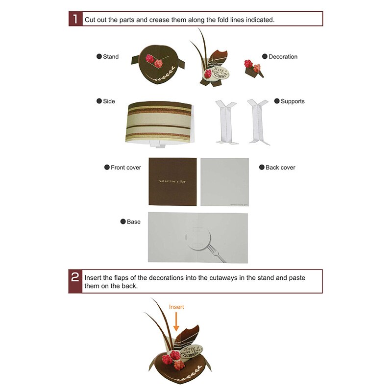 DIY Pop-up Card Cake,Handmade 3D Anniversary Greeting Card Paper Model,Postcard Invitation Papercraft,Craft Toy ER-097