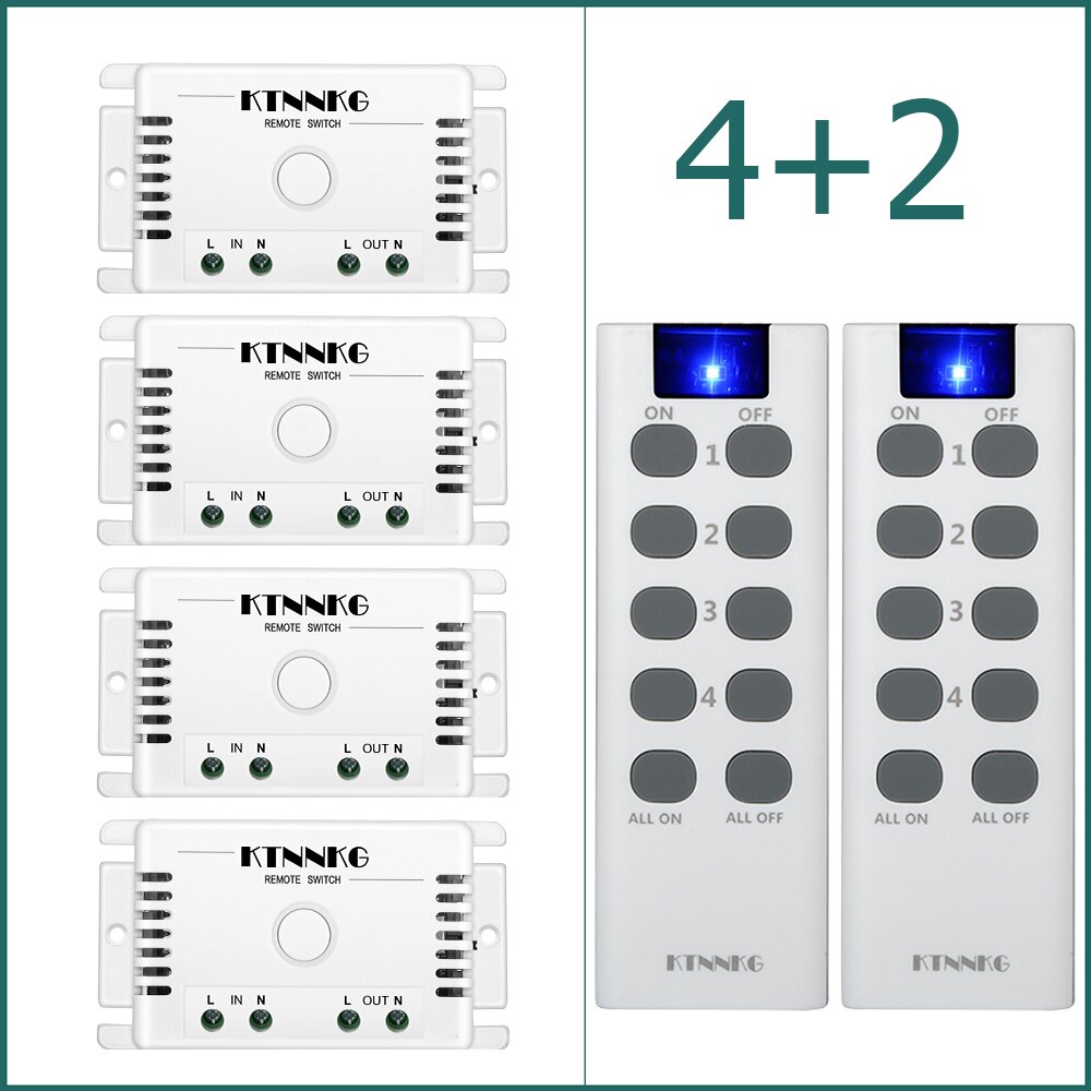 433MHz Funk-Fernbedienungsschalter - 1-Kanal 220V AC - Wandmontage RF - Standard Ein/Aus: Kit 10