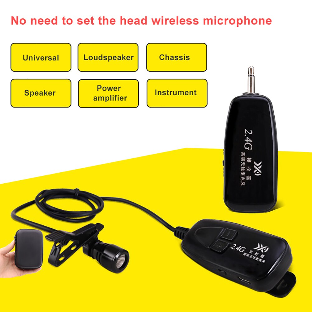 Portable Clip-on 2.4G Wireless Microphone Automatch Condenser Headset with Metal Collar Clip Mic Easy to Use