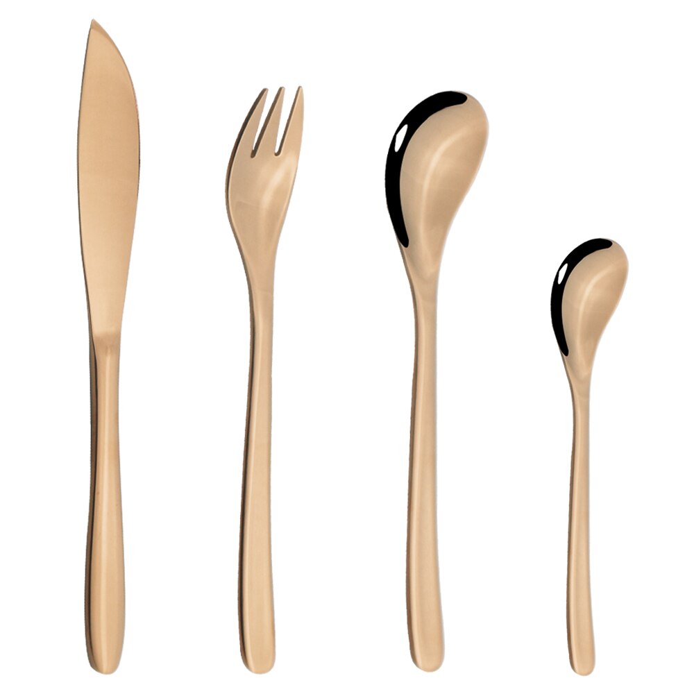 2/4/6 Set Silver Dinnerware Set 18/10 Stainless Steel Western Flatware Knife Fork Tea Spoon Cutlery Set Tableware Silverware Set: 6Set / Rose