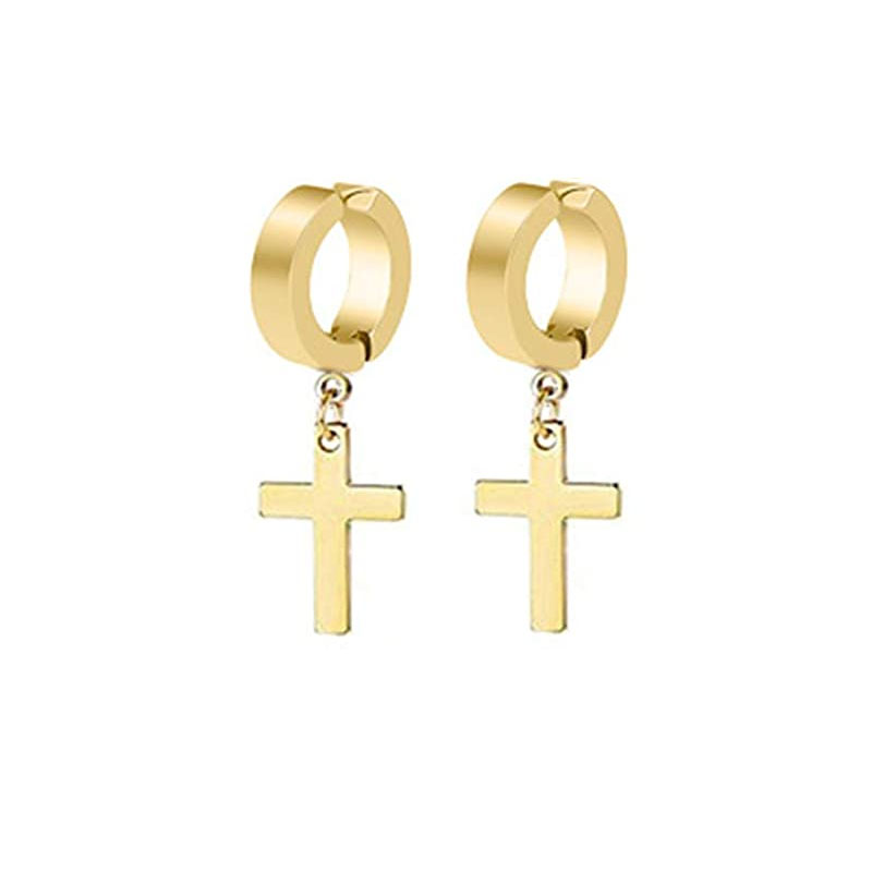 9 Pairs Rvs Hoepel Oorbellen Mannen En Vrouwen Oor Clips Huggie Niet-Geperforeerde Magnetische Oorbellen Set: StyleB-Gold-1pairs