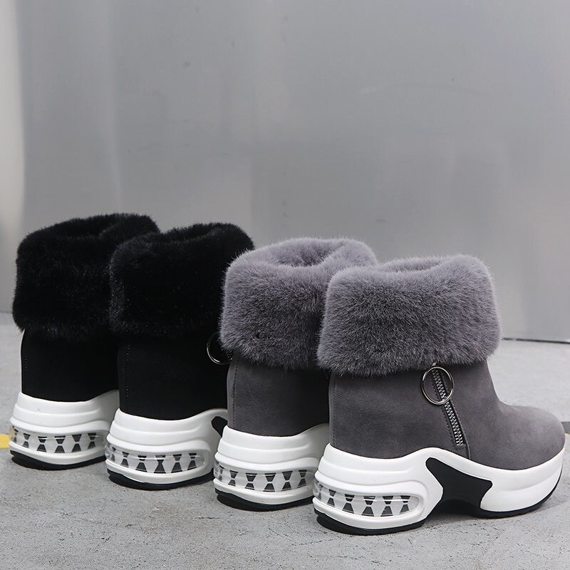 Vrouwen Enkellaars Warm Pluche Winter Schoenen Voor Vrouw Laarzen Hoge Hakken Dames Laars Vrouwen Snowboots Winter Schoenen Hoogte toenemende