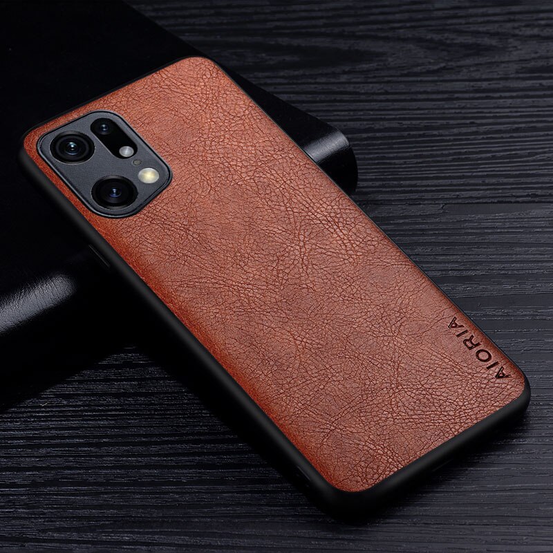 Leder fallen Für Oppo Finden x5 Profi Prämie Weiche TPU retro Litschi Luxus Textur Schutzhülle Zurück Abdeckung für finden x5 Profi telefon fallen: Braun