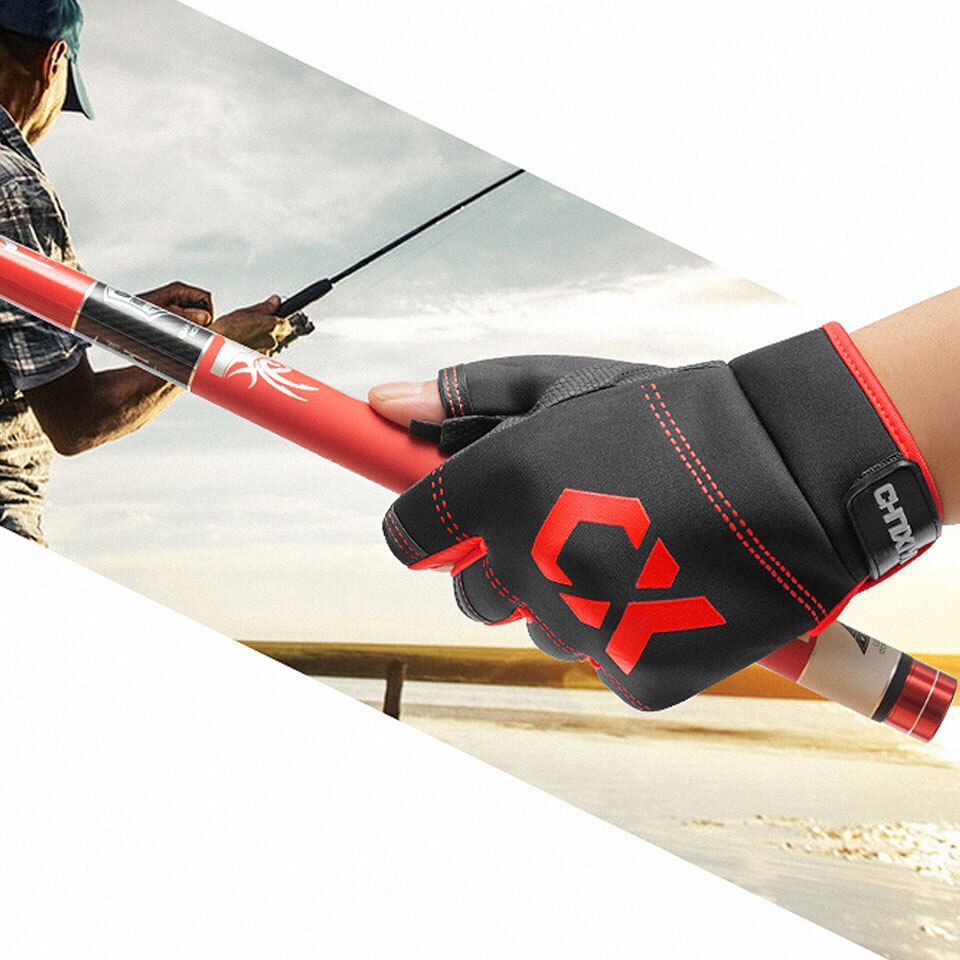Guantes de pesca antideslizantes para hombre y mujer, equipo deportivo con 3 dedos cortados, para pesca al aire libre, 1 par