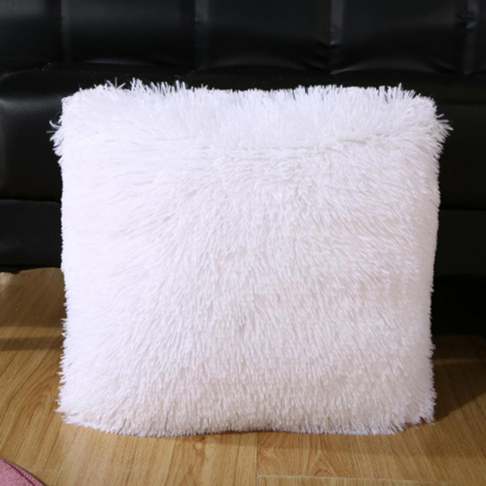 Coussin moelleux couverture douce taie d'oreiller jeter maison lit canapé voiture décoration fausse fourrure peluche housse de coussin canapé décor 43*43 cm