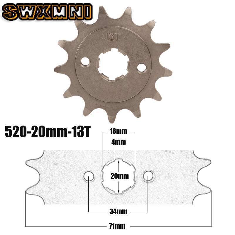 Motorcycle Steel 520 chain 20mm 13T Teeth Front Engine Sprocket For ...