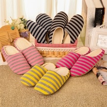 Sko hjemmesko dame mænd hjem fluffy house vinter varm stribet varm stribet indendørs anti-slip kapcie pantuflas zapatos de mujer