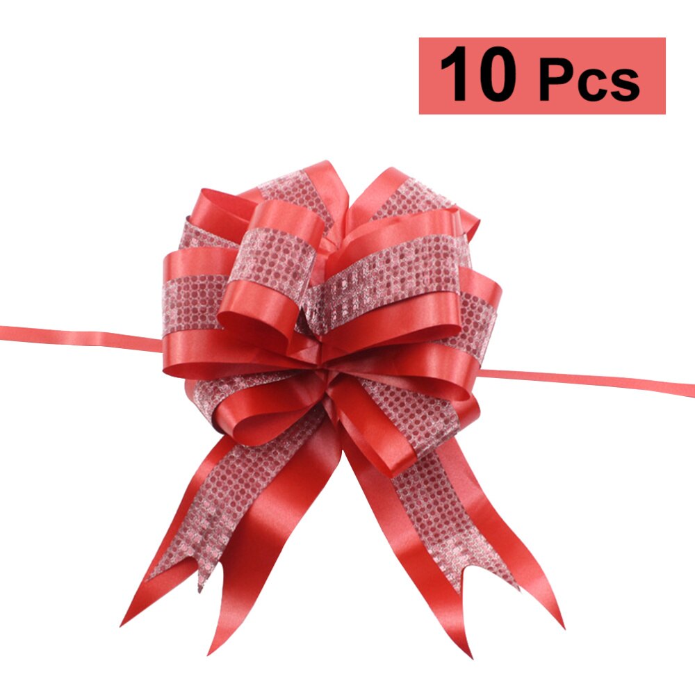 10 pièces noeud ruban emballage cravate ruban noeud pour anniversaire de mariage (rose): Red