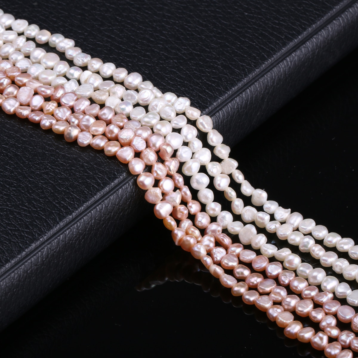 Natural Freshwater Pearl Two-Sided Light White And Pink Pearls Beads Making For Jewelry Bracelet Necklace Accessories Size 3-4mm