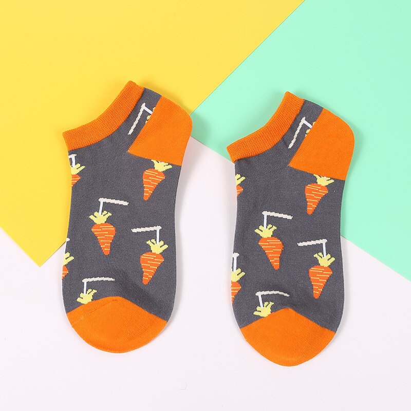 Söta strumpor kvinnor sommar tecknad tryckt bomull korta roliga strumpor män glada ankel unisex strumpor meias calcetines: Ägg / 39-44 euro usa 7-9.5