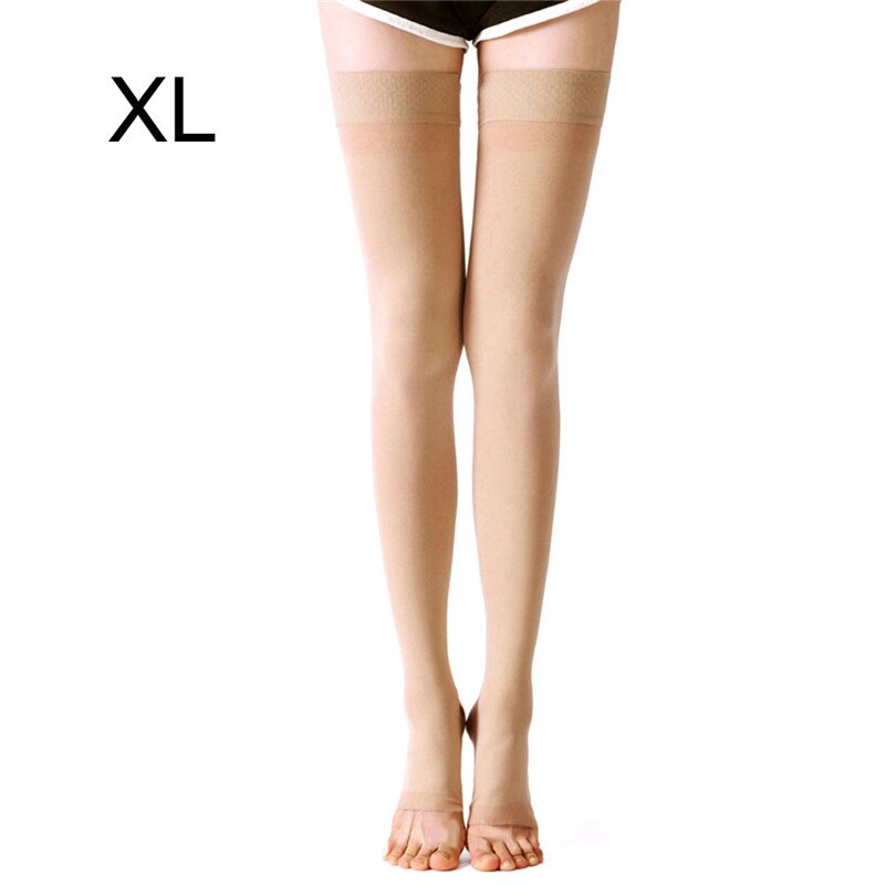 M-XXL Elastic Open Toe Knee High Stockings Calf Compression Stockings Varicose Veins Treat Shaping Graduated Pressure Stockings: Nude 01 XL
