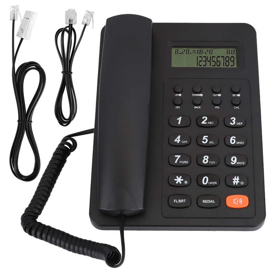 KX-T8206 English Office Desktop Telephone DTMF\FSK Dual System Landline with LCD Display for Home Hotel: Black