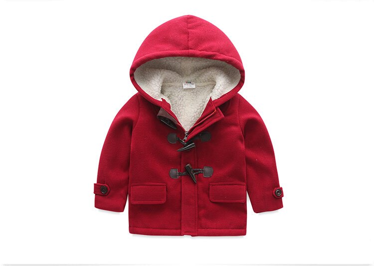 Baby Winter Kleding Knop Jas Winter Kleding Koreaanse Stijl Jongen Kleding Fluwelen Gewatteerde Verdikte Jas: Rood / 90cm